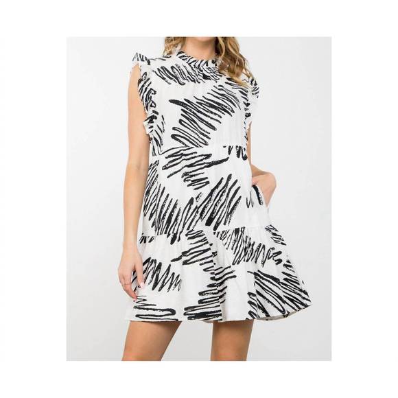 THML Breezy Blue Flutter Sleeve Dress